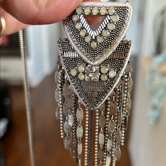Stella & Dot Silver Fringe Necklace - Picture 1 of 6